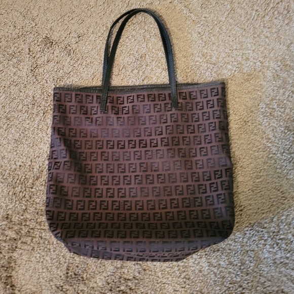 Fendi Black and Brown Monogram Tote - Picture 1 of 5
